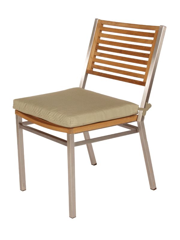 Barlow Tyrie Equinox Stacking Stainless Steel and Teak Side Chair