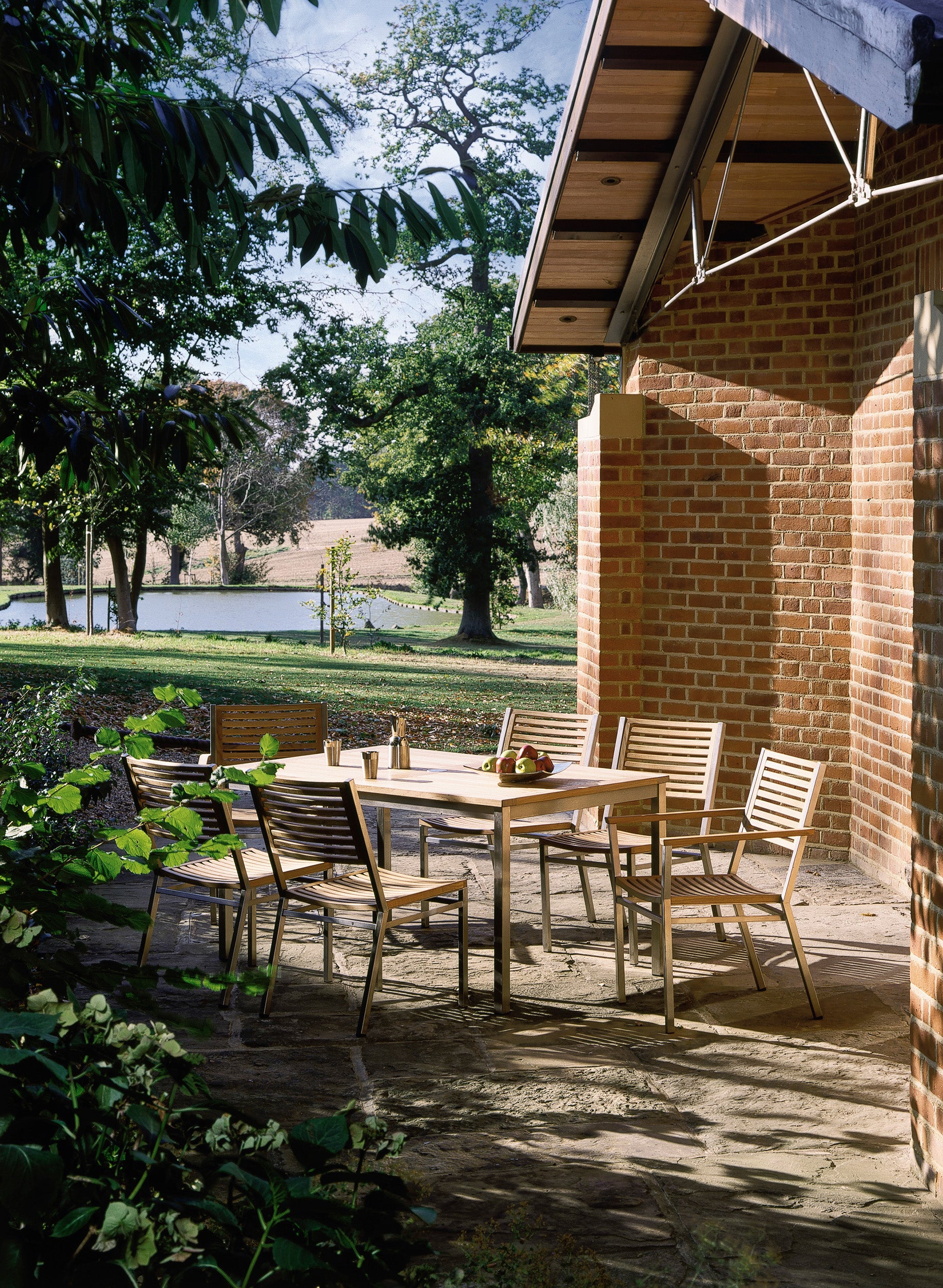Barlow Tyrie Equinox Stacking Stainless Steel and Teak Dining Set