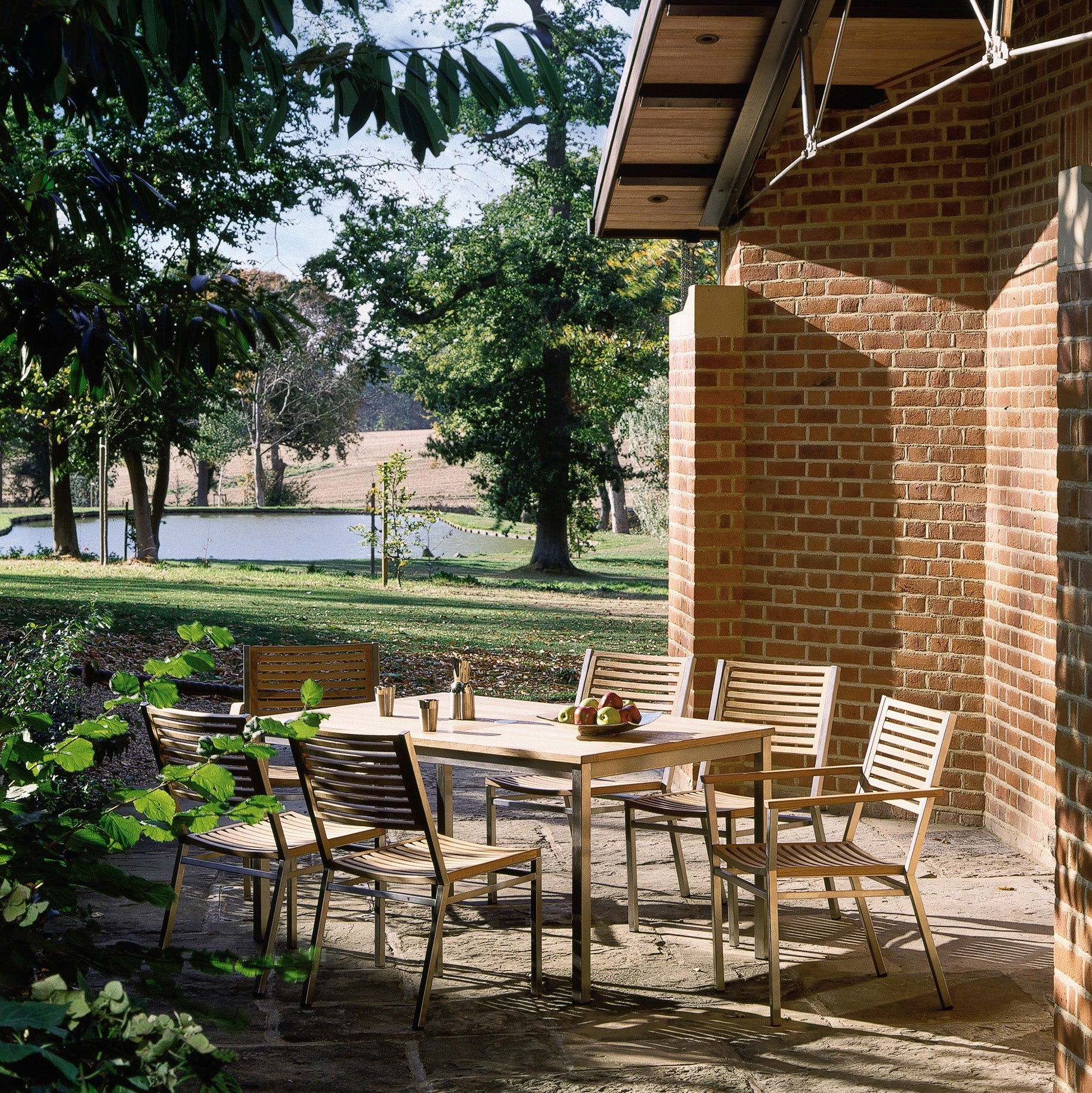 Barlow Tyrie Equinox Stacking Stainless Steel and Teak Dining Set