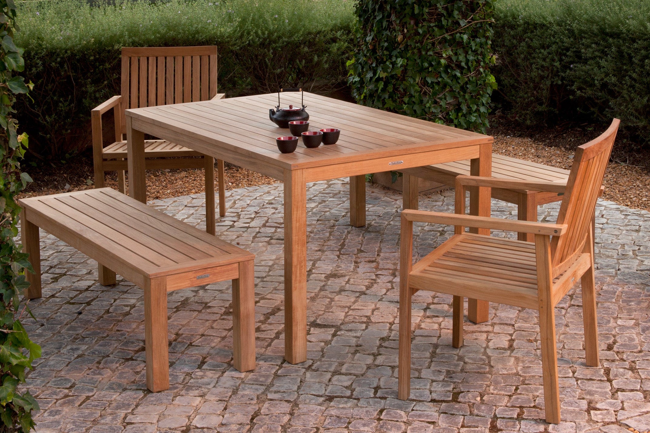 Barlow Tyrie Linear Teak 5pc Dining Ensemble
