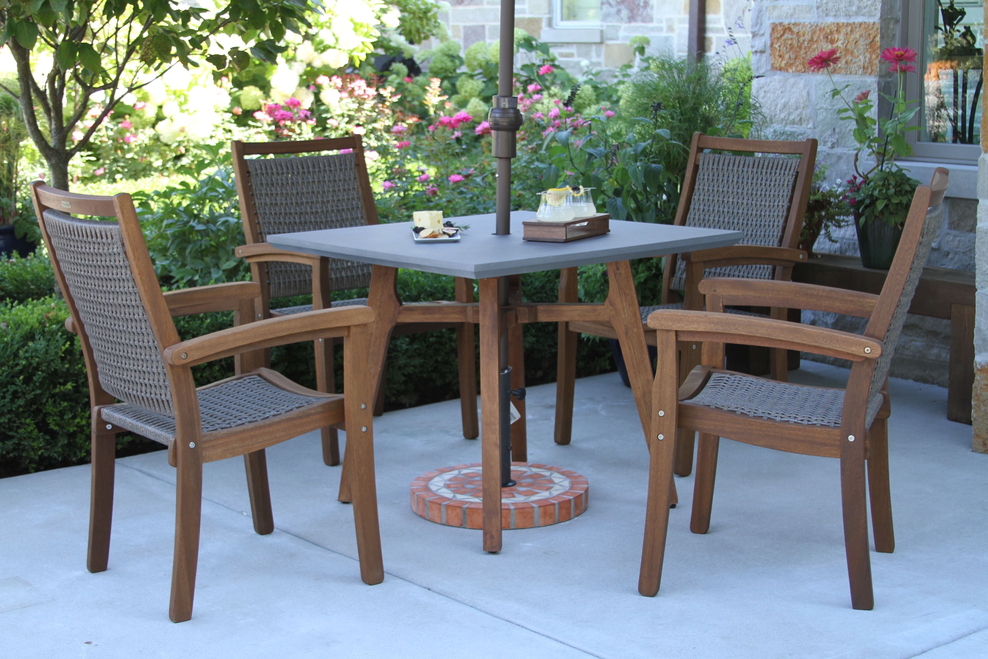 Pictured with the Wicker and Eucalyptus Stackable Gray Armchair - Item OTIN-21090GR (sold separately)