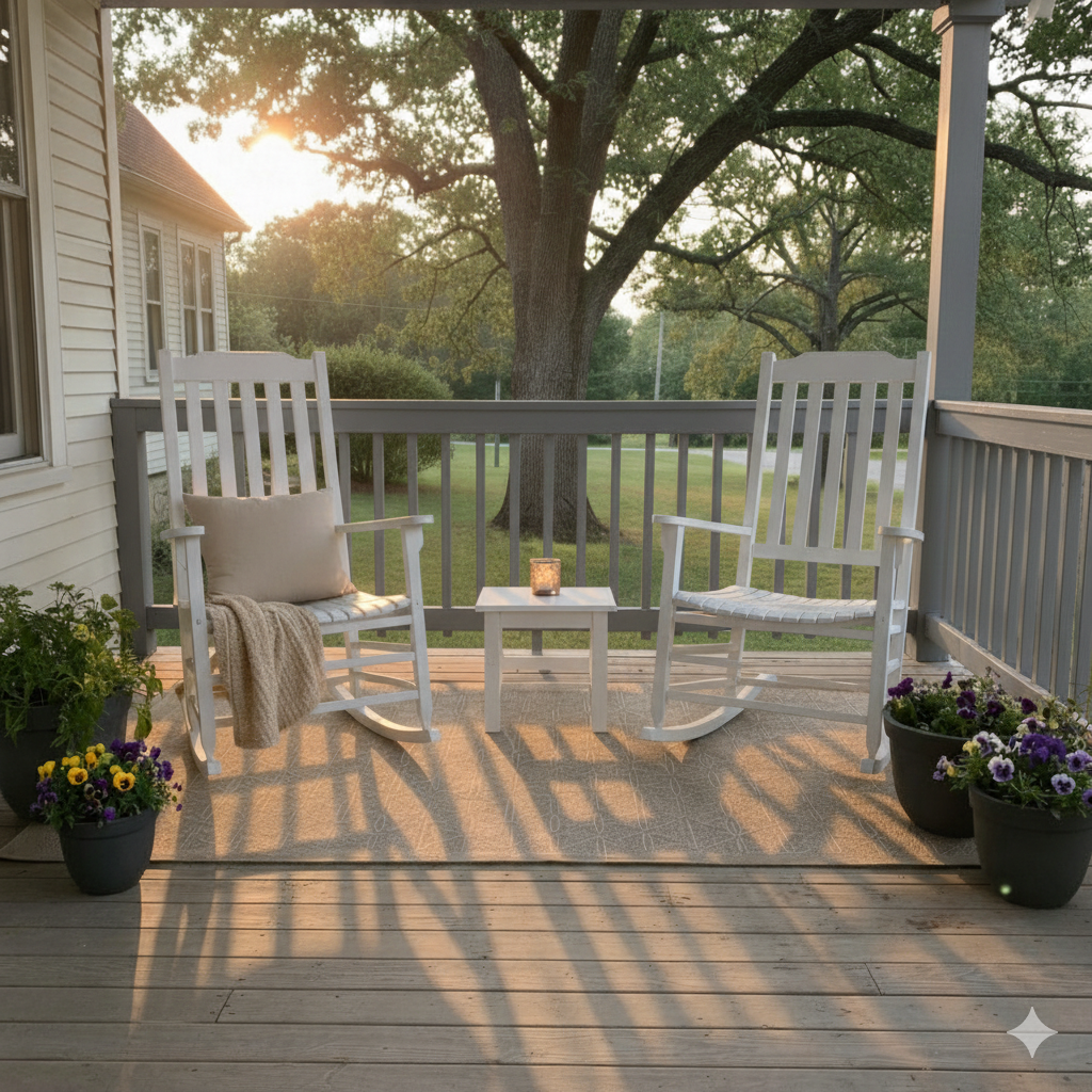 Americana Resort Rocker Set of 2 + Side Table - White