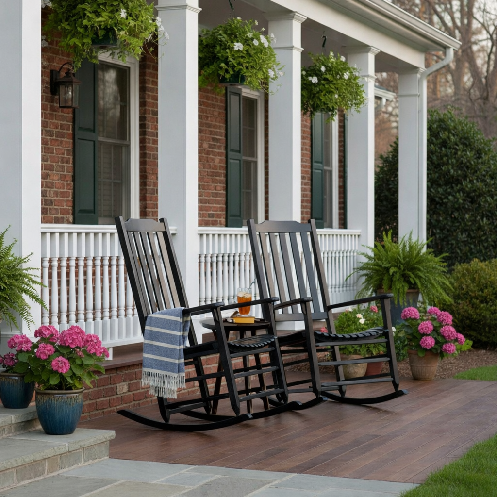 Americana Resort Rocker Set of 2 + Side Table - Black