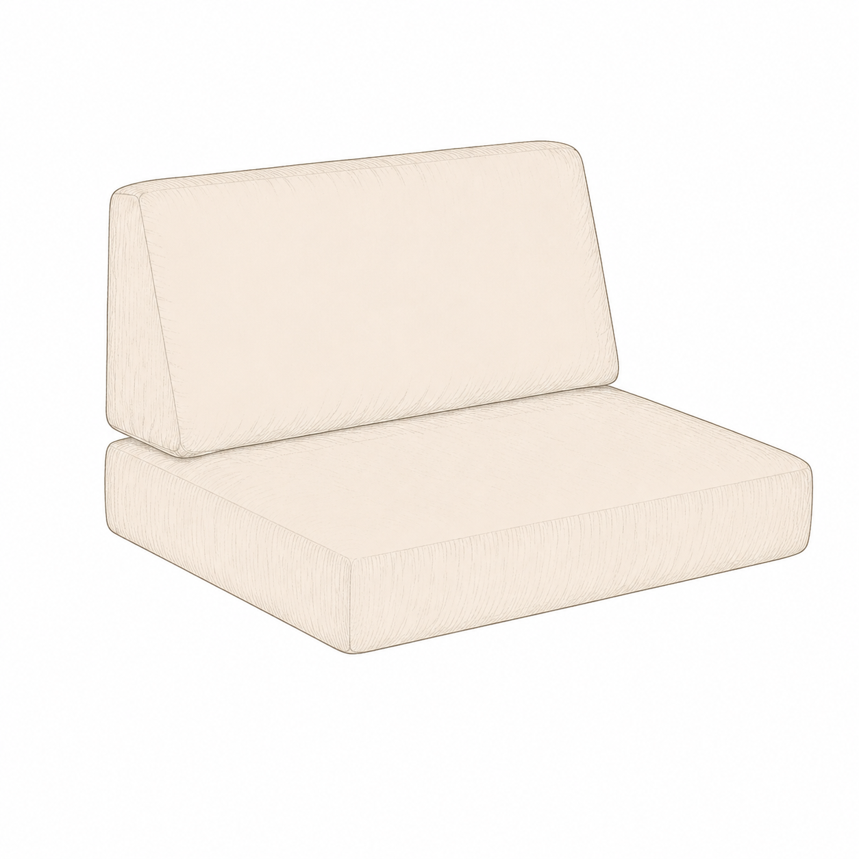Beige wedge-shaped foam pillow on a white background