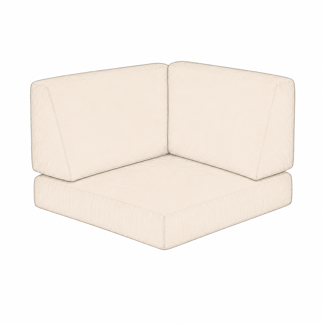Beige corner sofa module on a white background