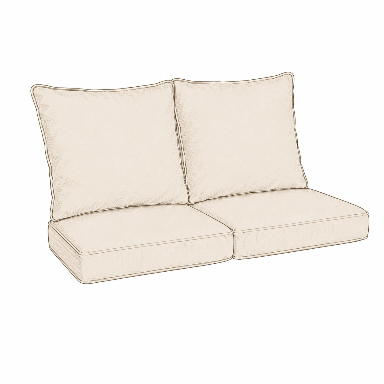Beige outdoor cushions on a white background