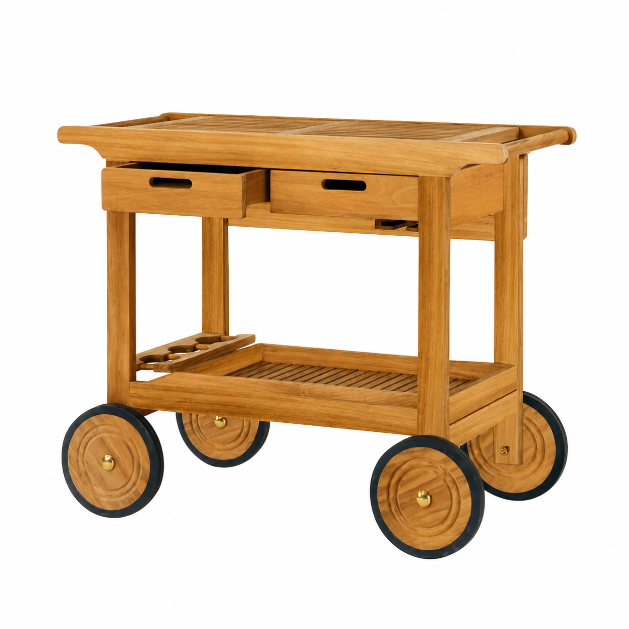 Kingsley Bate Teak Serving Cart with Wheels - Quick Ship