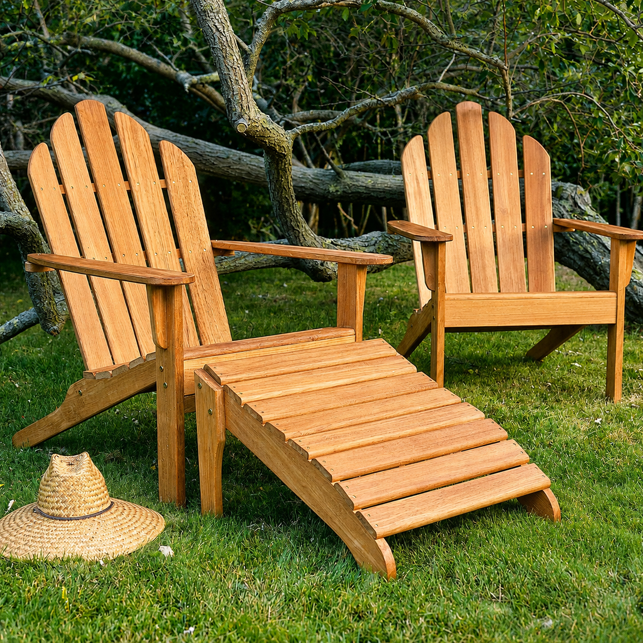 Kingsley Bate Adirondack Teak Ottoman - Quick Ship