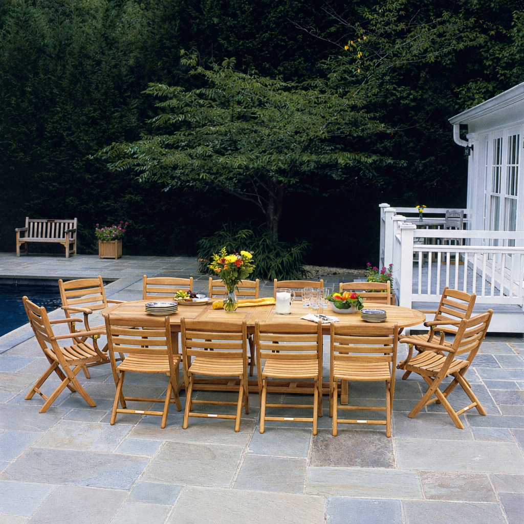 Kingsley Bate Essex Teak 80-114" Oval Extension Dining Table