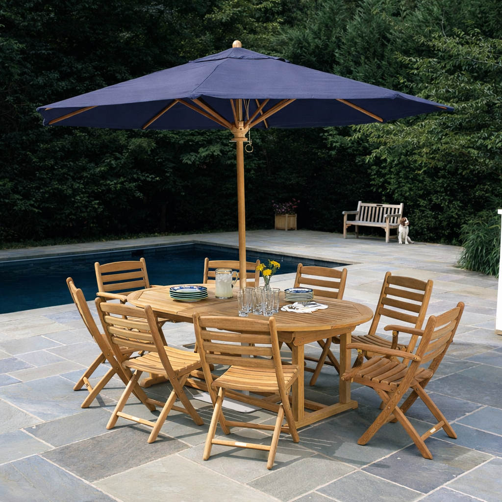 Kingsley Bate Essex Teak 80-114" Oval Extension Dining Table