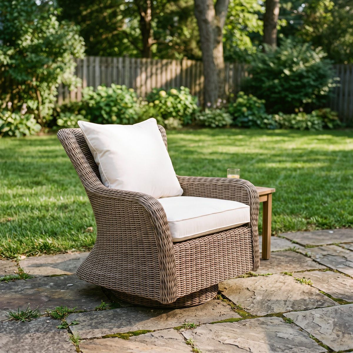 Kingsley Bate Sag Harbor Wicker Swivel Rocking Chair