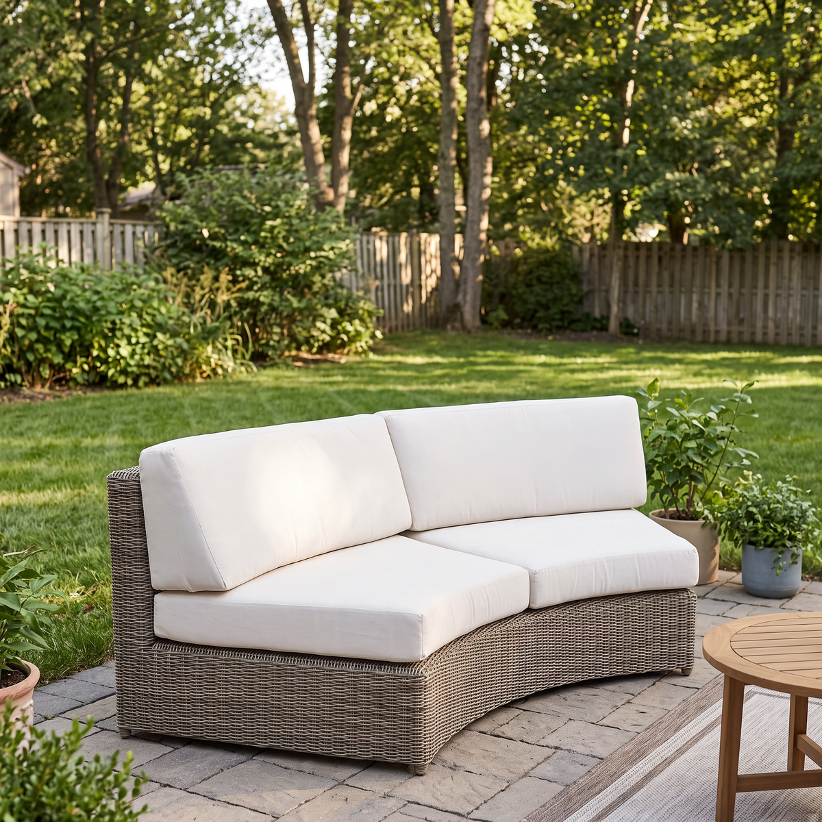 Kingsley Bate Sag Harbor Wicker Sectional - Curved Armless Settee