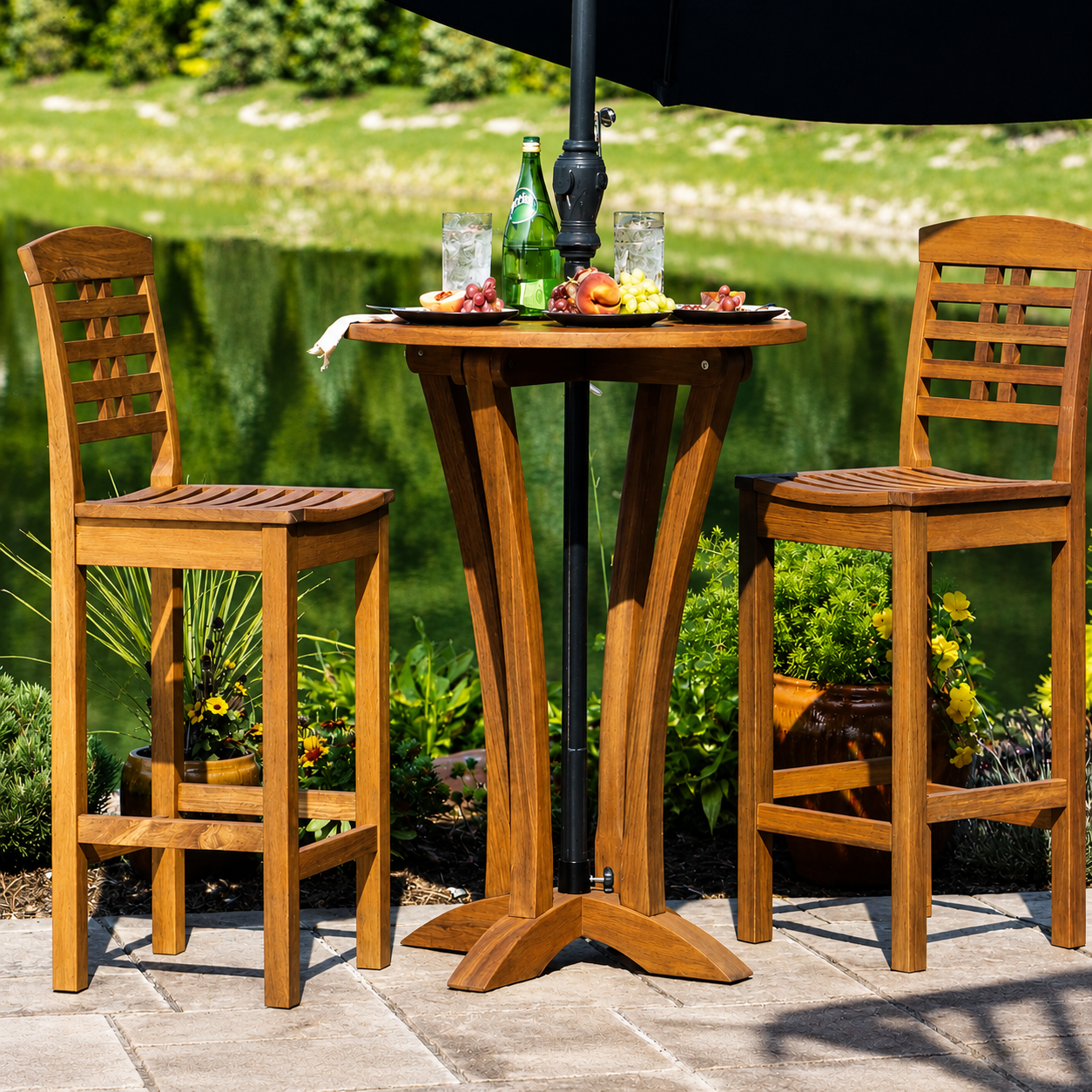 Outdoor Interiors Eucalyptus Bar Chair with Backrest