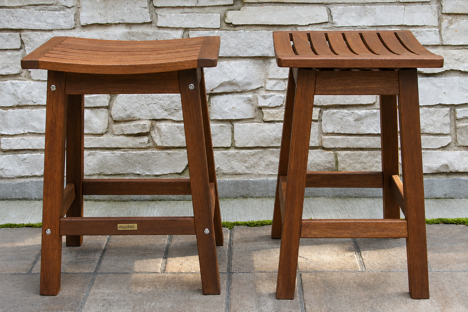 Outdoor Interiors Counter Height Eucalyptus Saddle Stool - Set of 2