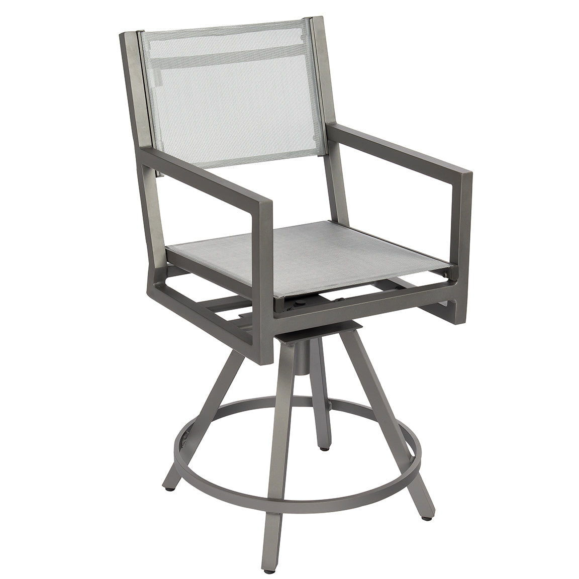 Woodard Palm Coast Aluminum Sling Swivel Counter Stool with Arms