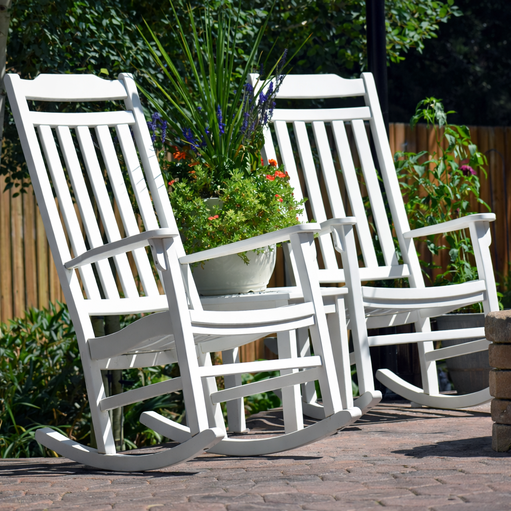 World's Finest Rocker Set of 2 + Side Table - White