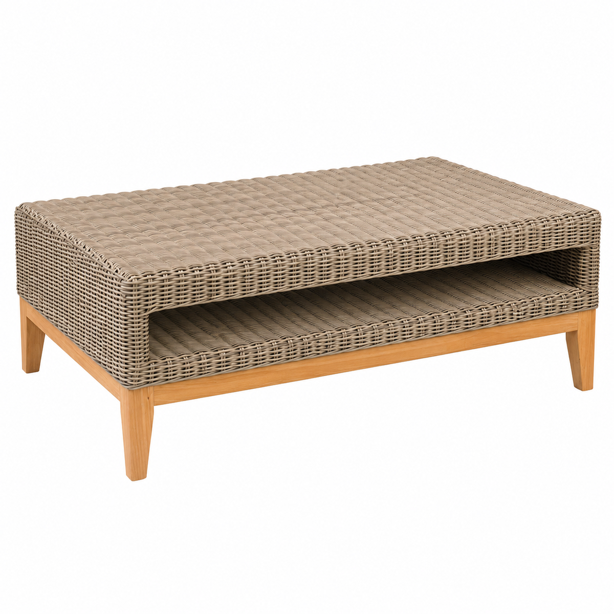 Kingsley Bate Frances Large Wicker Coffee Table with Glass