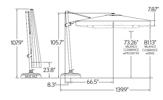Treasure Garden 10' Square Cantilever Patio Umbrella