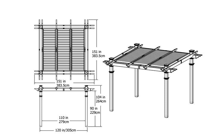 Vita 10'x10' Avalon Louvered Pergola