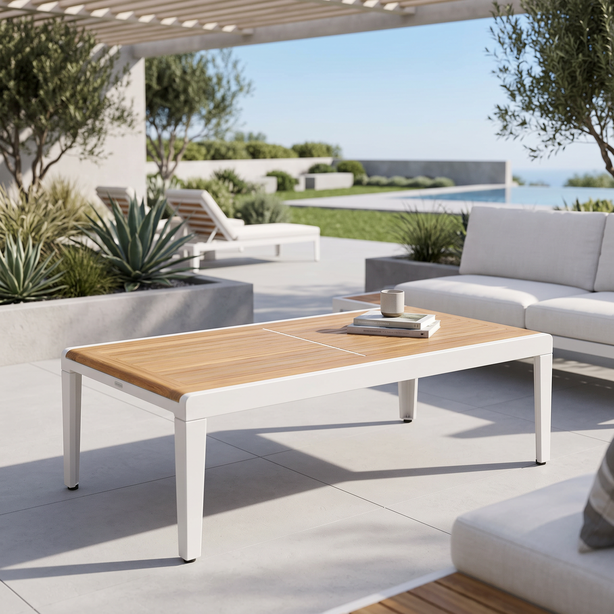 Barlow Tyrie Aura Teak and Aluminum Low Coffee Table 120