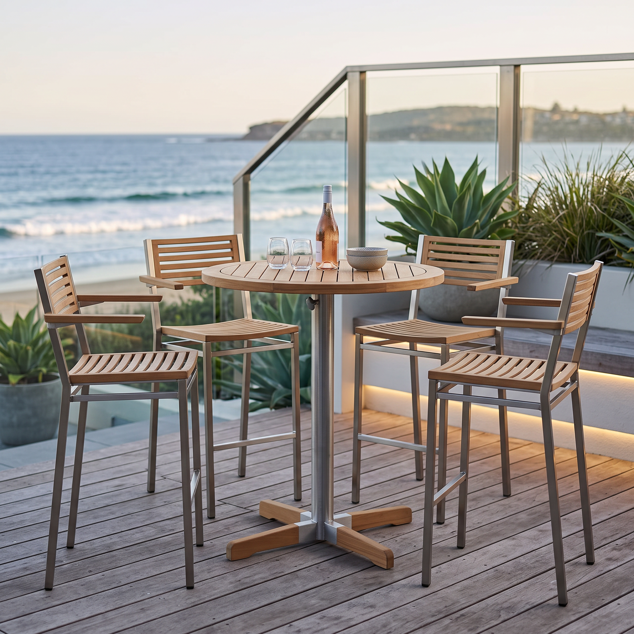 Barlow Tyrie Equinox Round Stainless Steel and Teak Bistro Table
