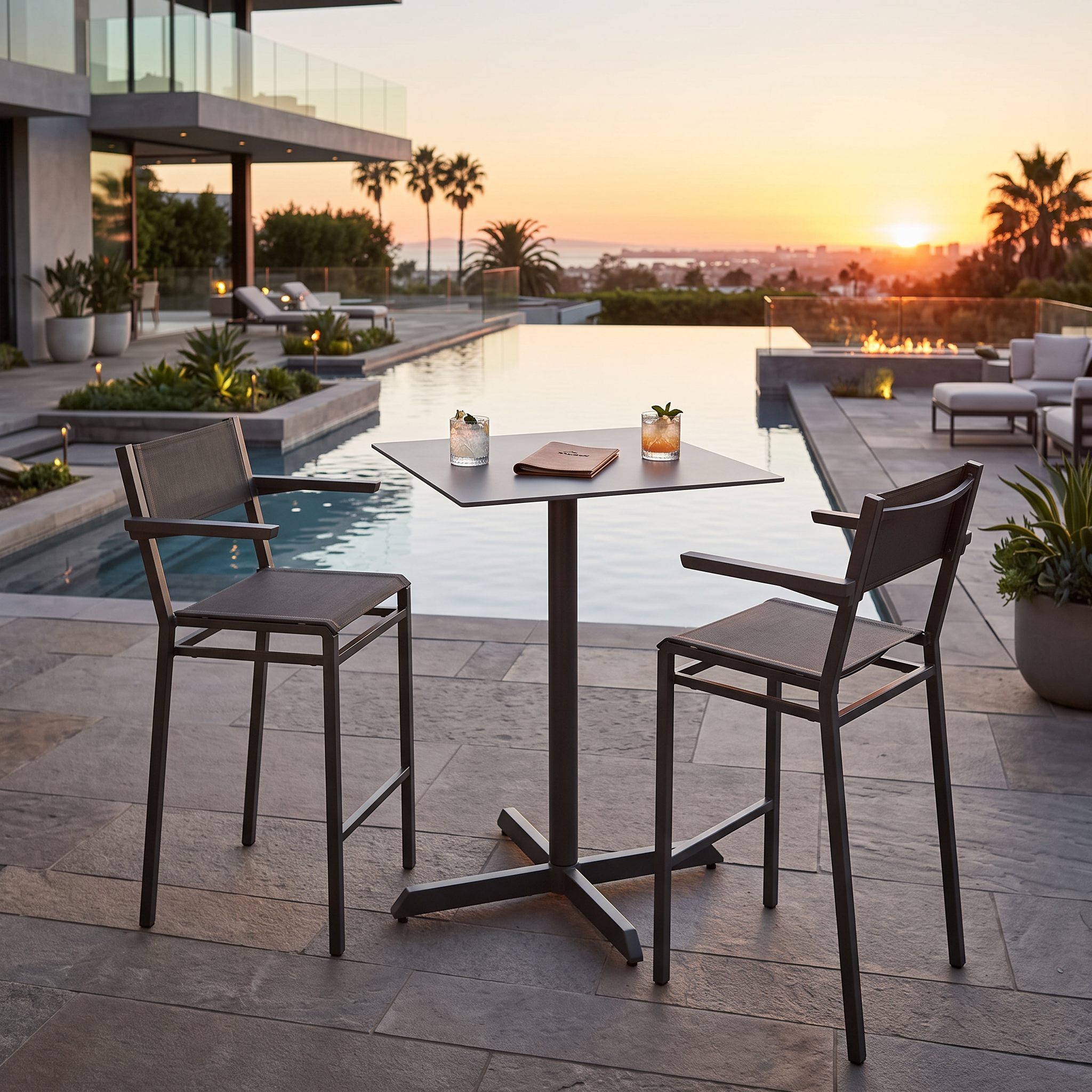 Barlow Tyrie Equinox Stainless Steel Bar Height Pedestal Dining Table 70