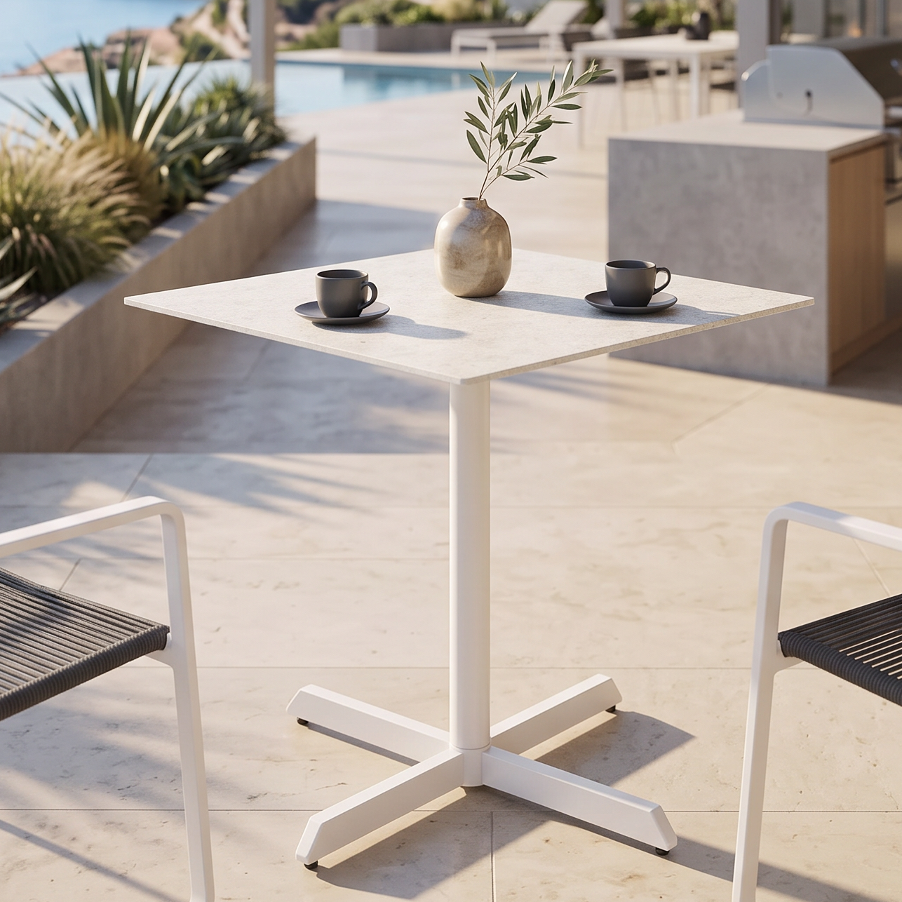 Barlow Tyrie Equinox Stainless Steel Pedestal Dining Table 70