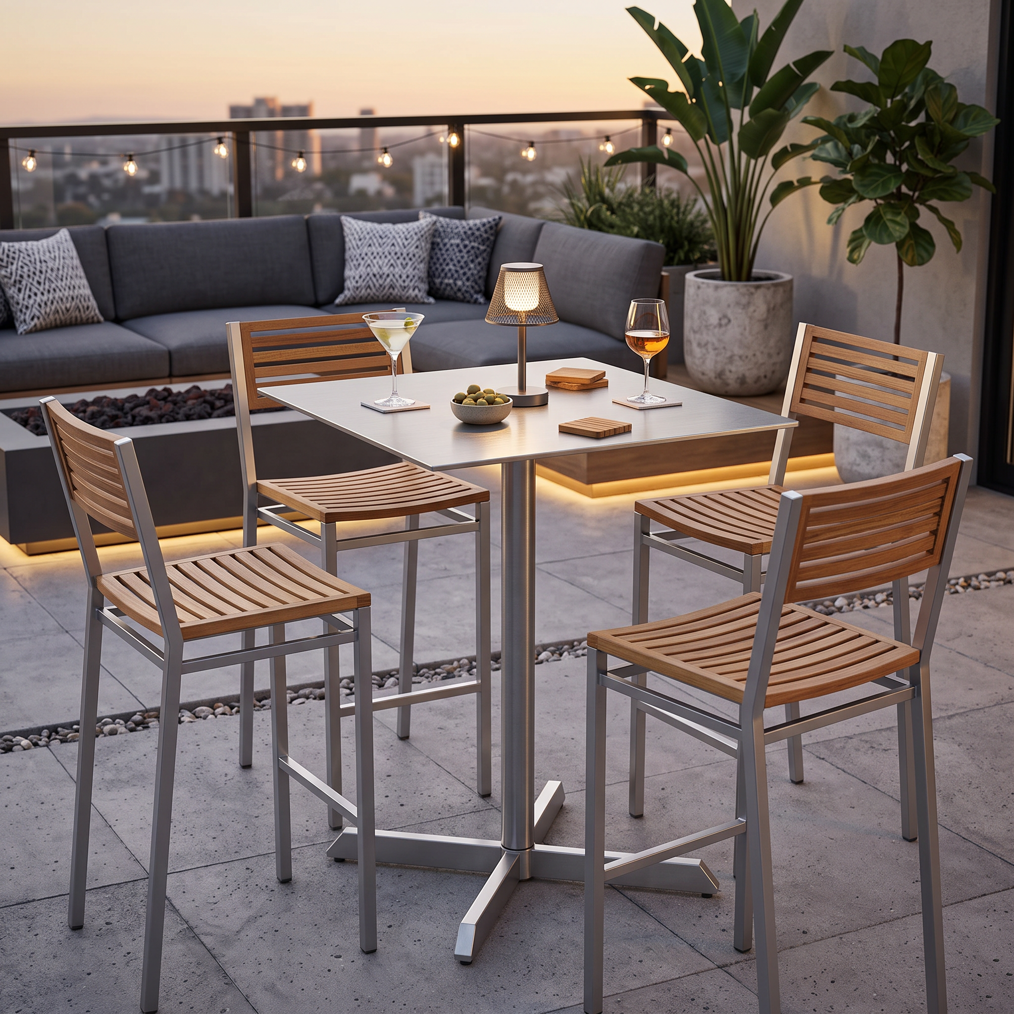 Barlow Tyrie Equinox Stainless Steel High Dining Table 70