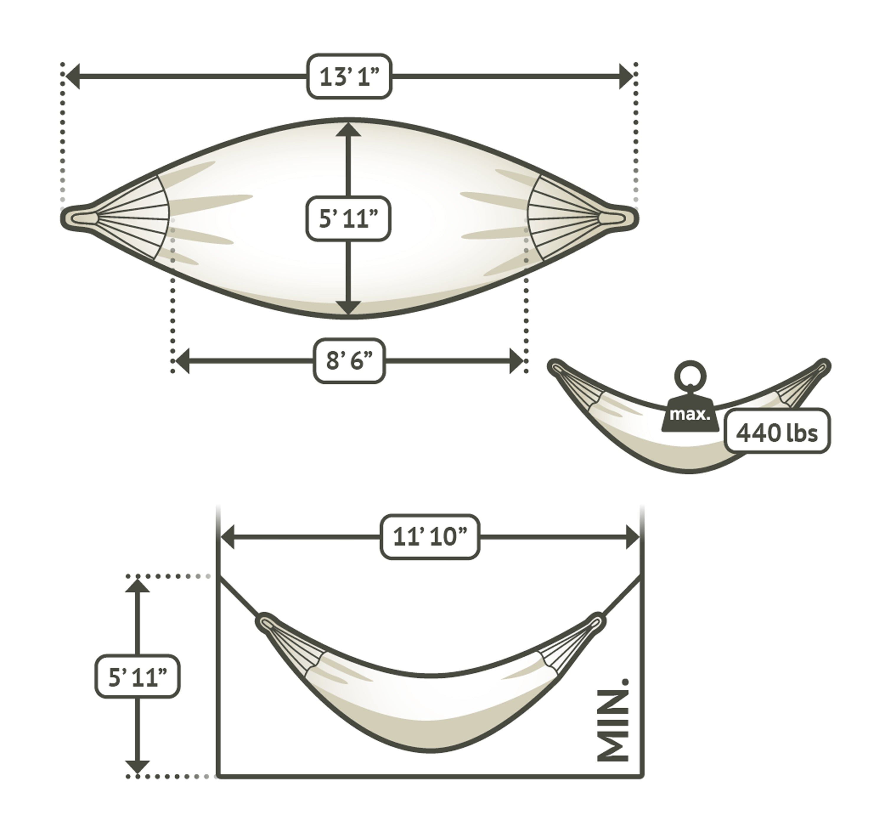 La Siesta Brisa Weather-Resistant King-Size Classic Hammock - Vanilla - 1 Quick Ship