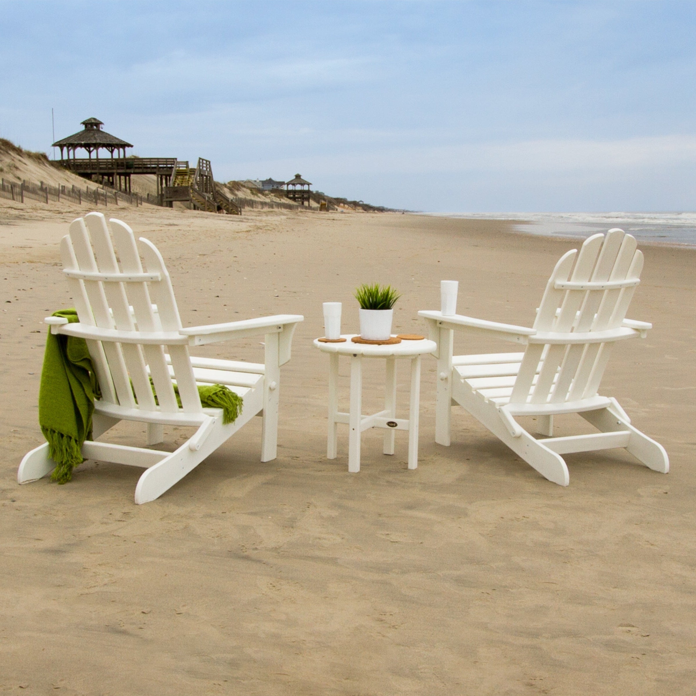 Trex® Outdoor Furniture™ Cape Cod Folding Adirondack Chairs with Side Table Ensemble