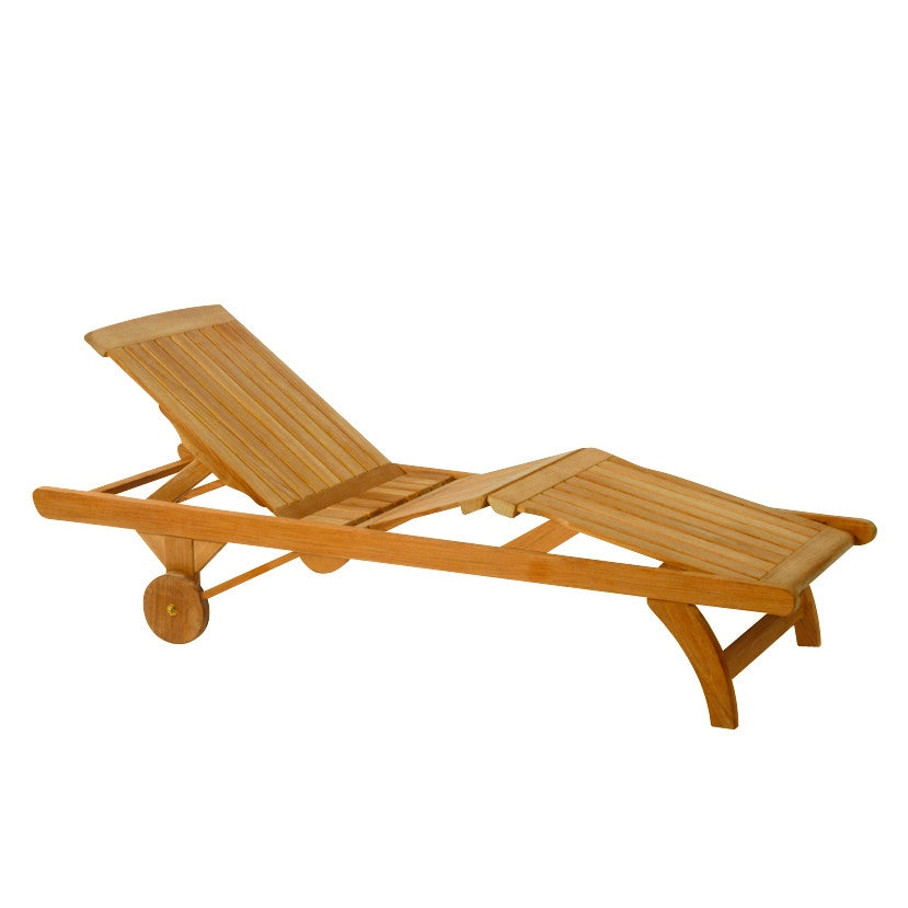 Kingsley Bate Classic Teak Adjustable Knee-Bend Chaise Lounge with Whe