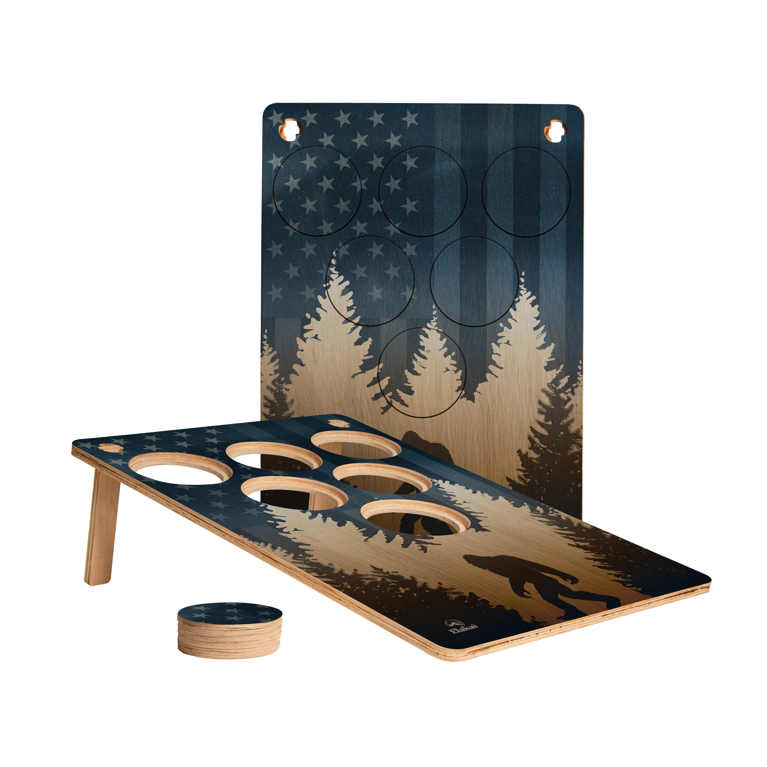 Elakai American Sasquatch 22"x31" Weekender 6-Hole Cornhole Boards - Set of 2