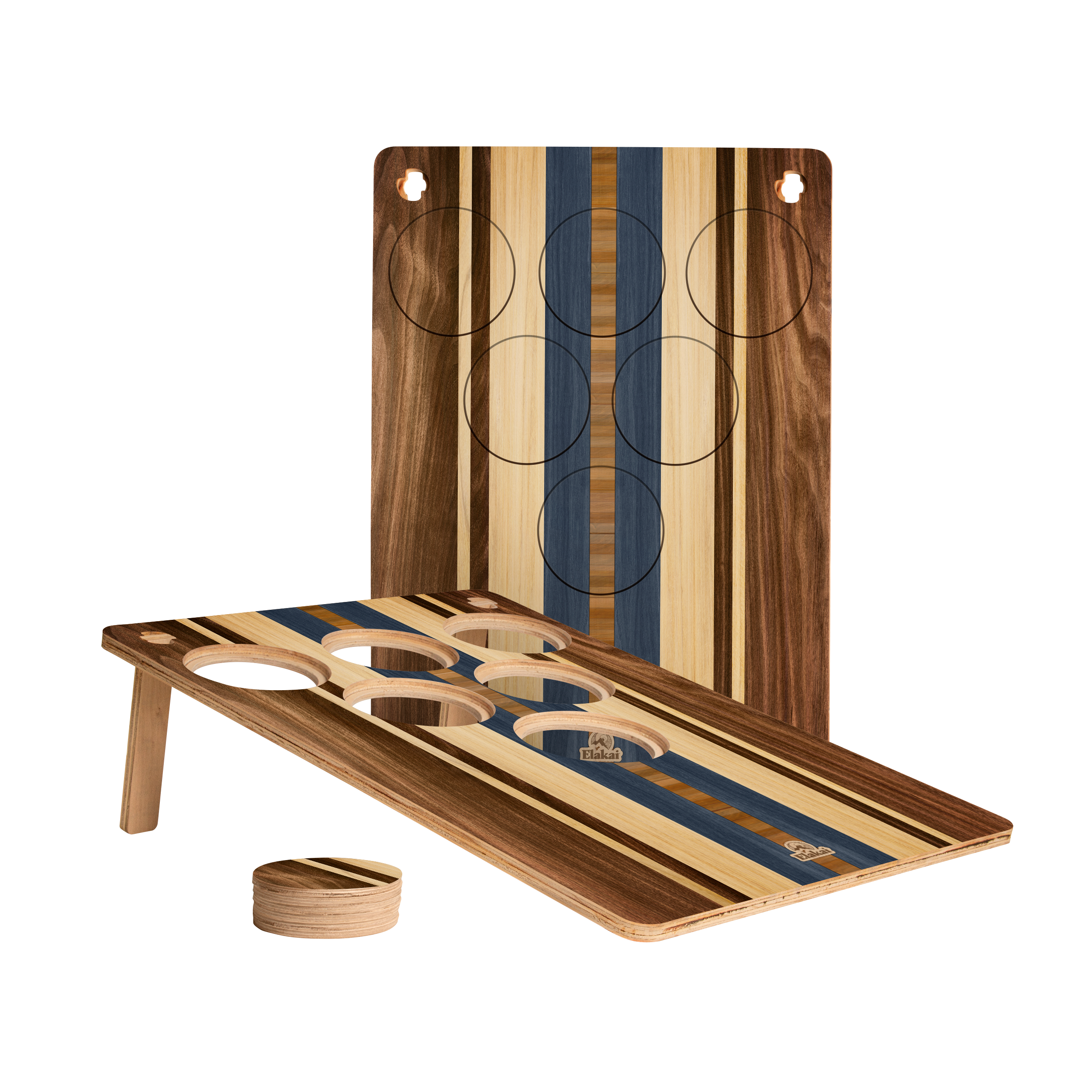 Elakai Striped Surf 22"x31" Weekender 6-Hole Cornhole Boards - Set of 2
