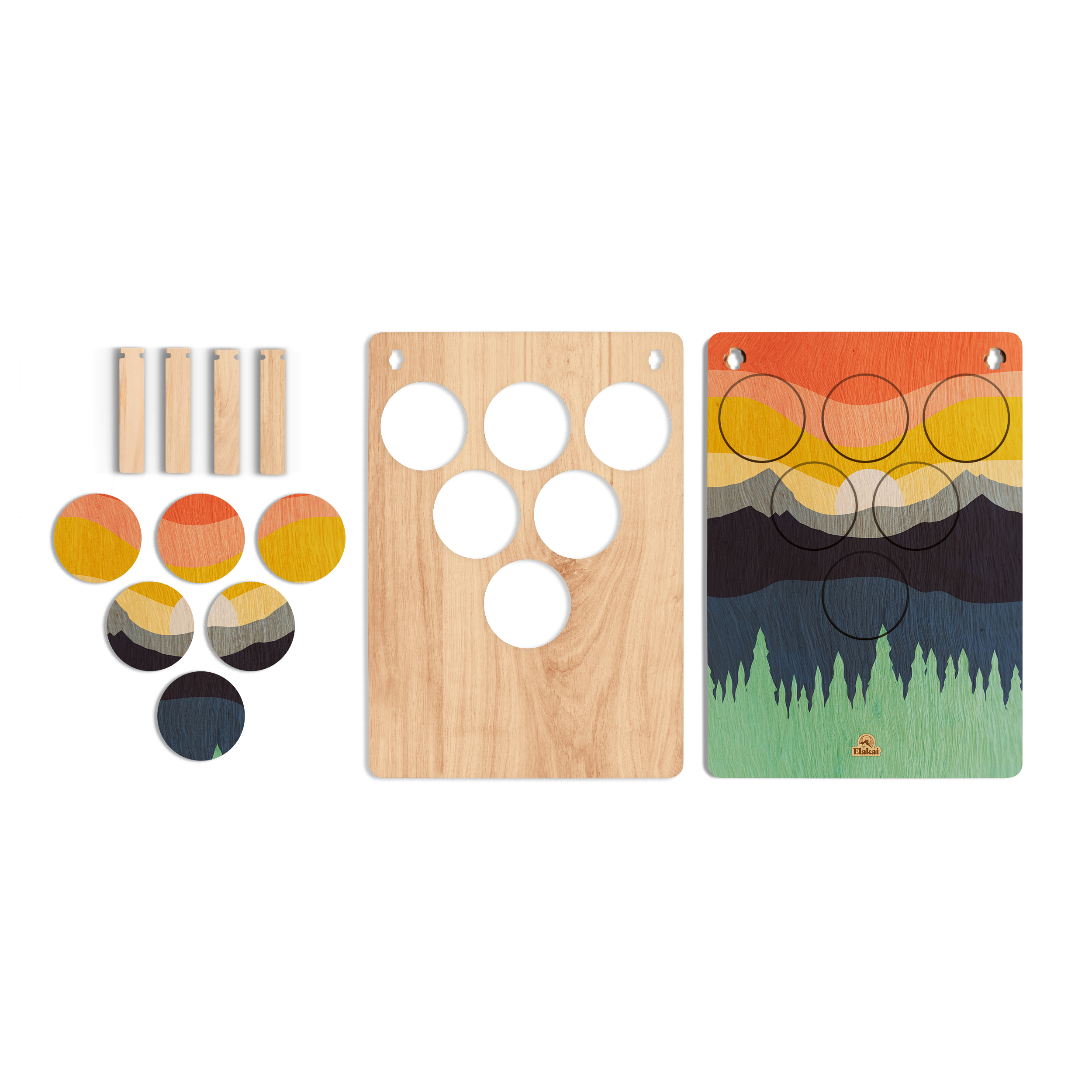 Elakai Striped Surf 22"x31" Weekender 6-Hole Cornhole Boards - Set of 2