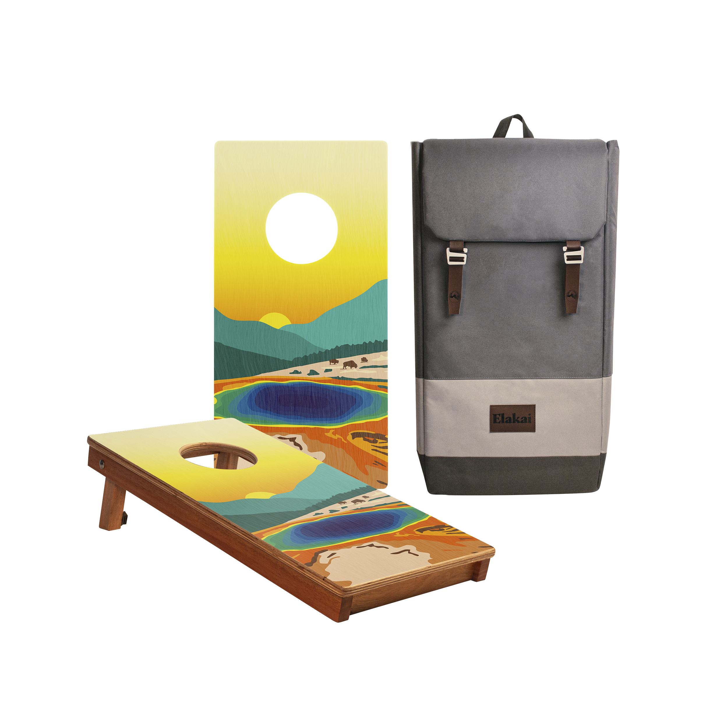 Elakai Yellowstone National Park 1'x2' Compact Travel Cornhole Boards - Set of 2