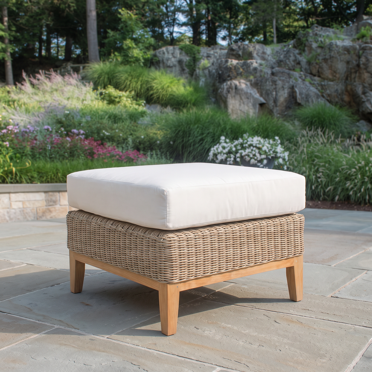Kingsley Bate Frances wicker sectional ottoman