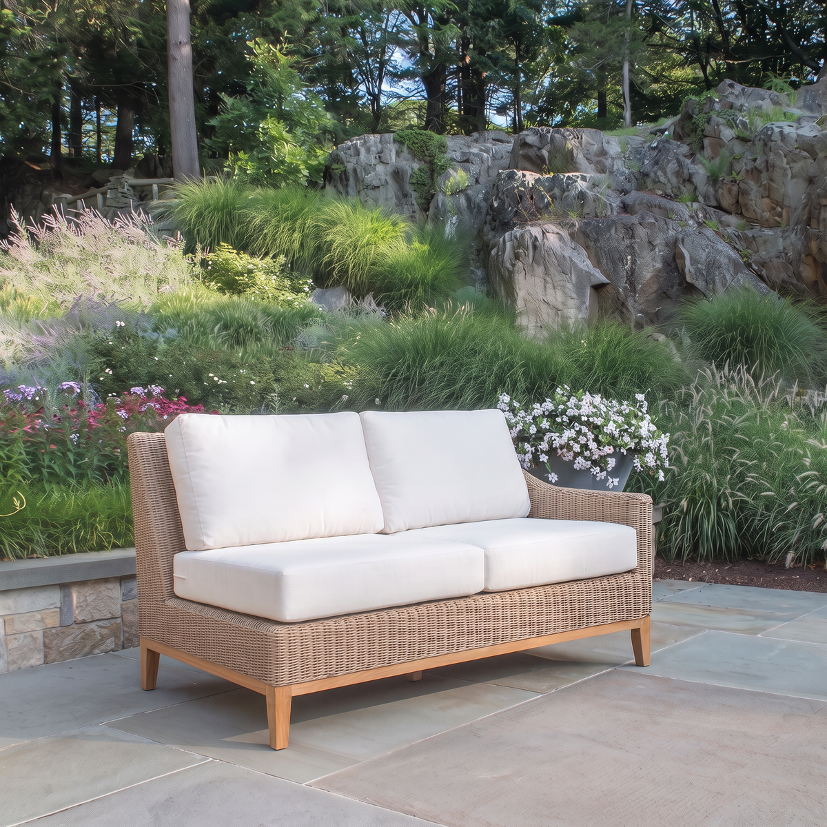 Kingsley Bate Frances wicker sectional right arm facing settee