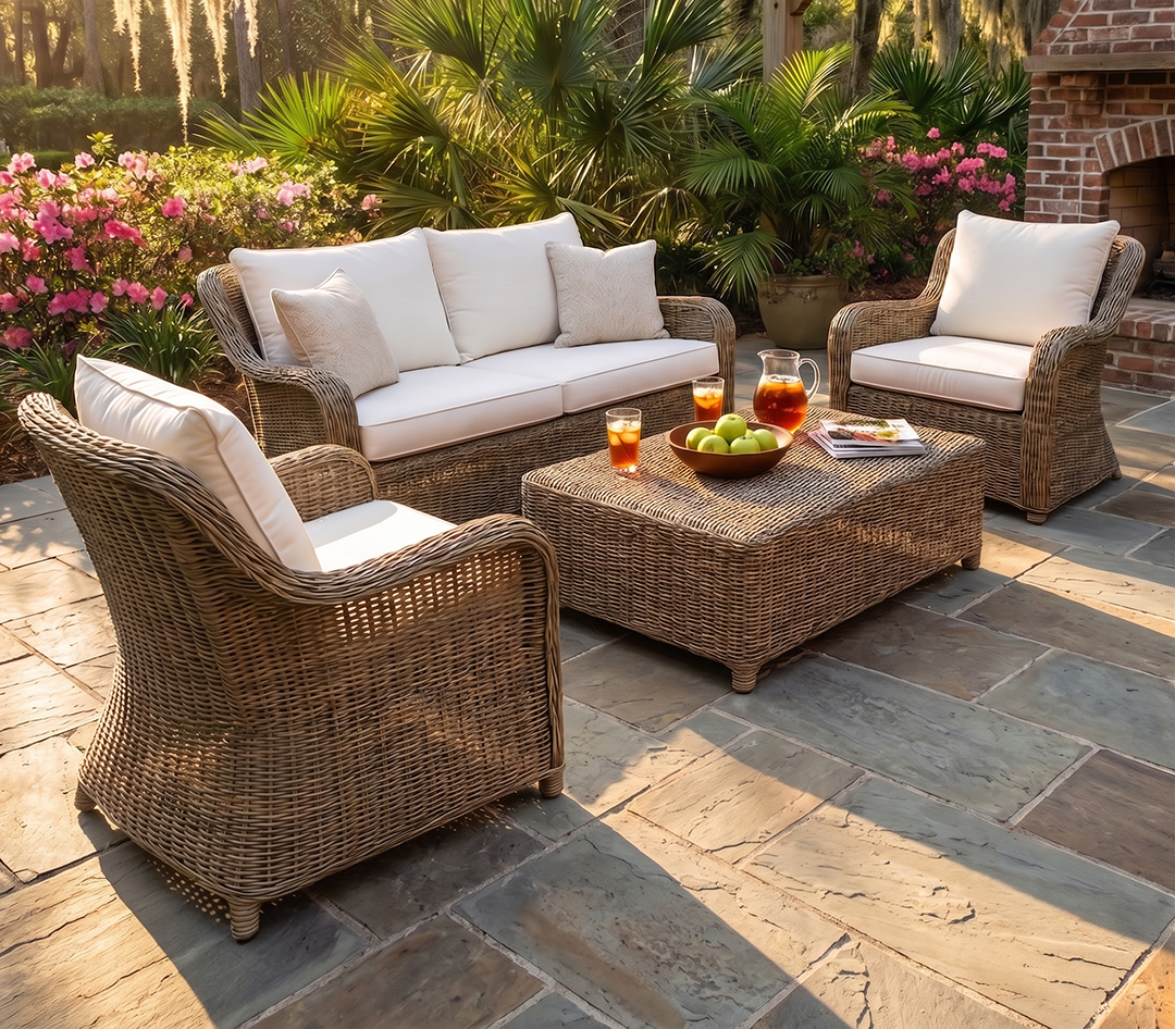 Kingsley Bate Sag Harbor Wicker 4 Piece Deep Seating Ensemble - Quick Ship