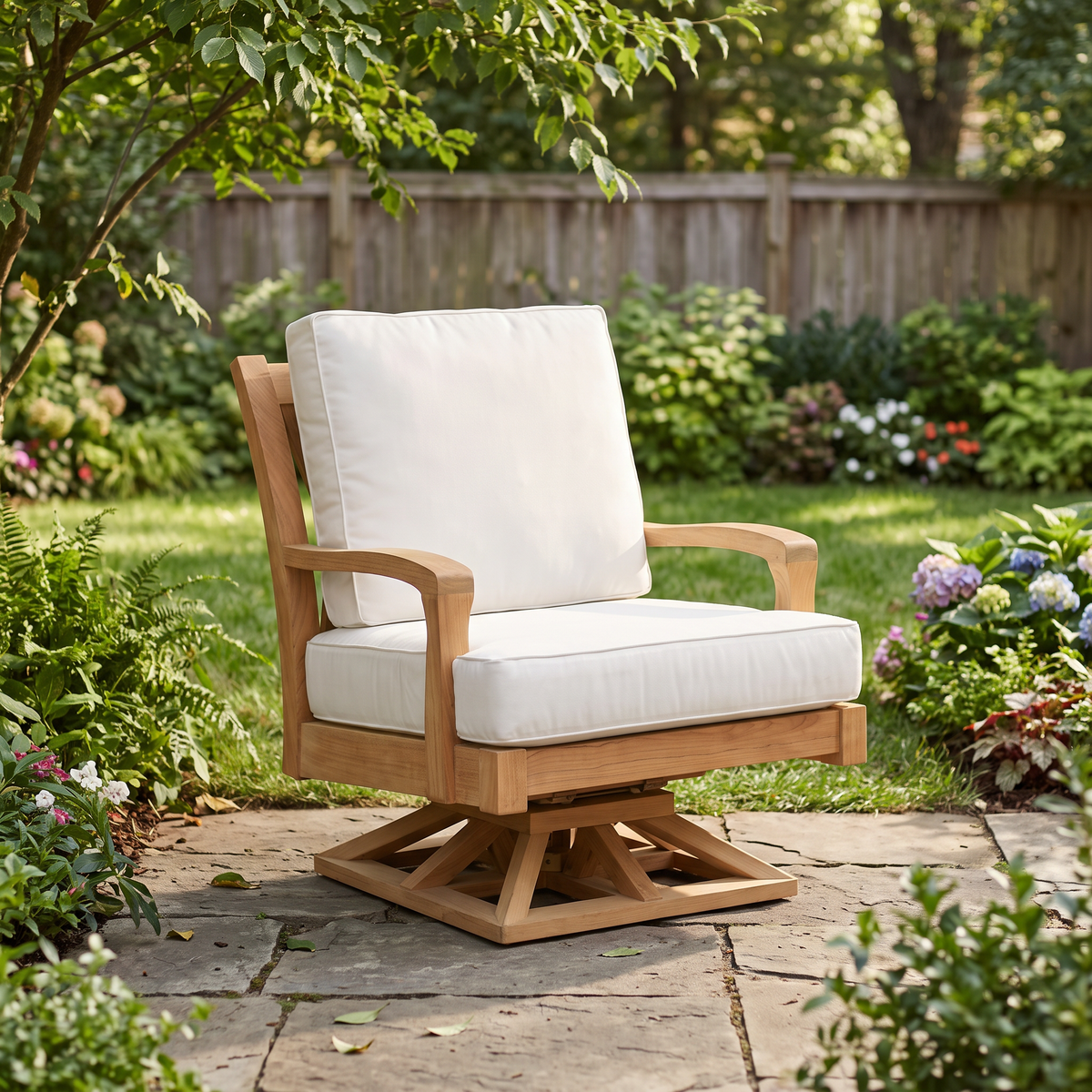 Kingsley Bate Somerset teak swivel rocking chair