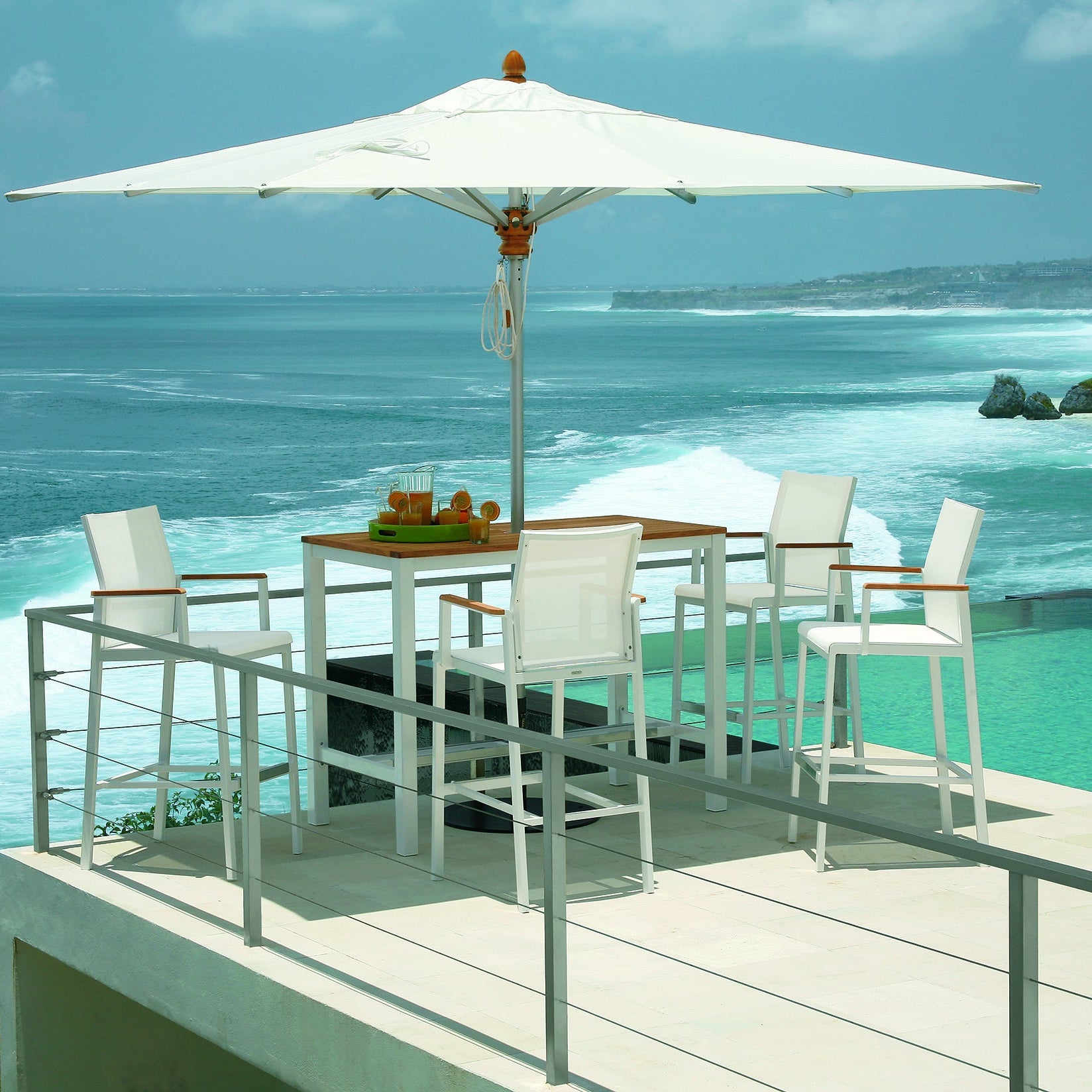 Barlow Tyrie Aura Aluminum High Dining Armchair Set