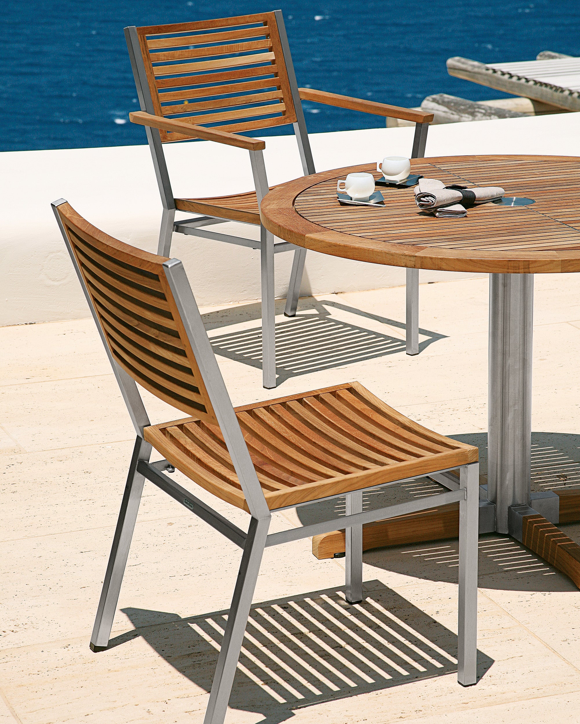 Barlow Tyrie Equinox Stacking Stainless Steel and Teak Carver Armchair