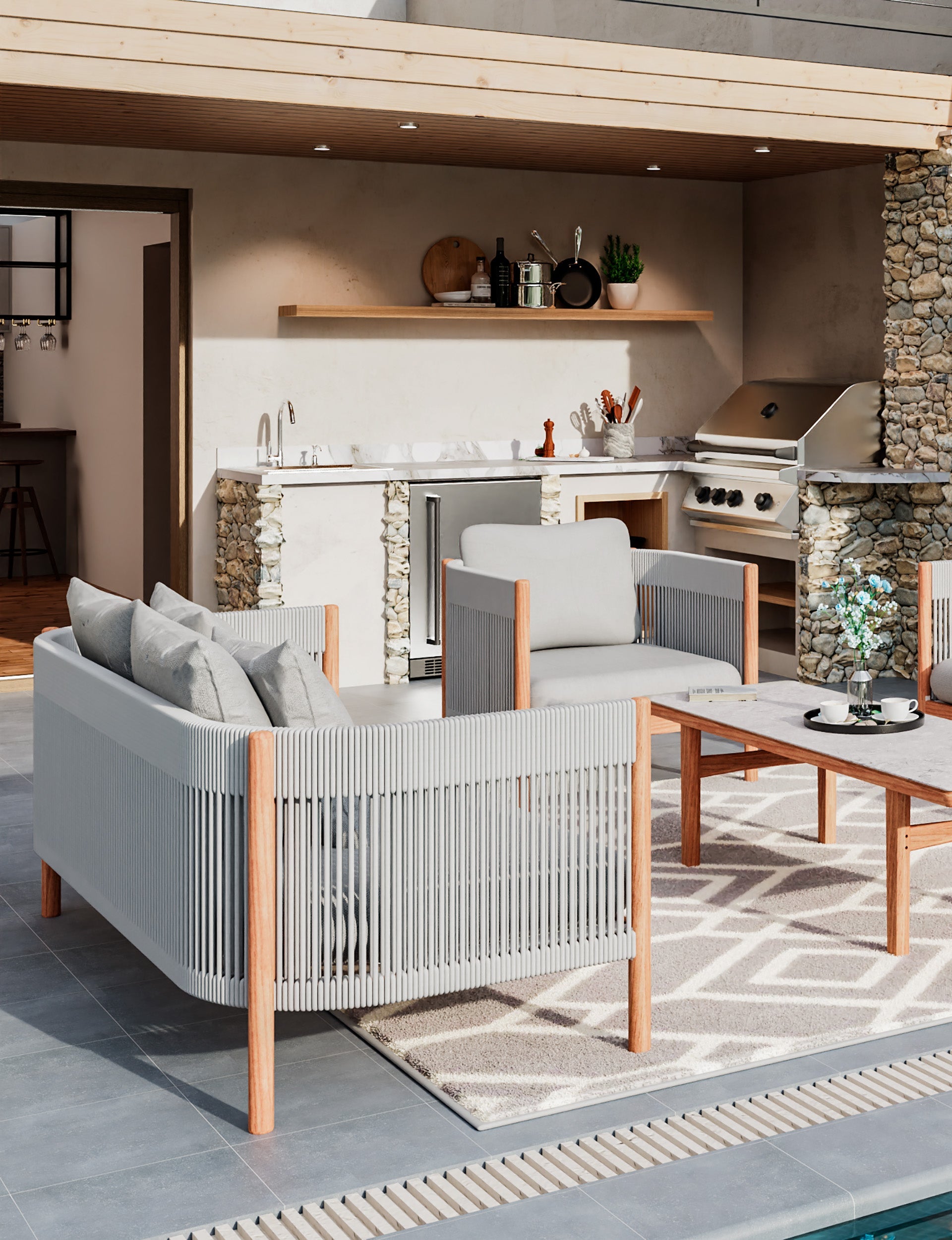 Barlow Tyrie Cocoon Chalk Teak Deep Seating Armchair