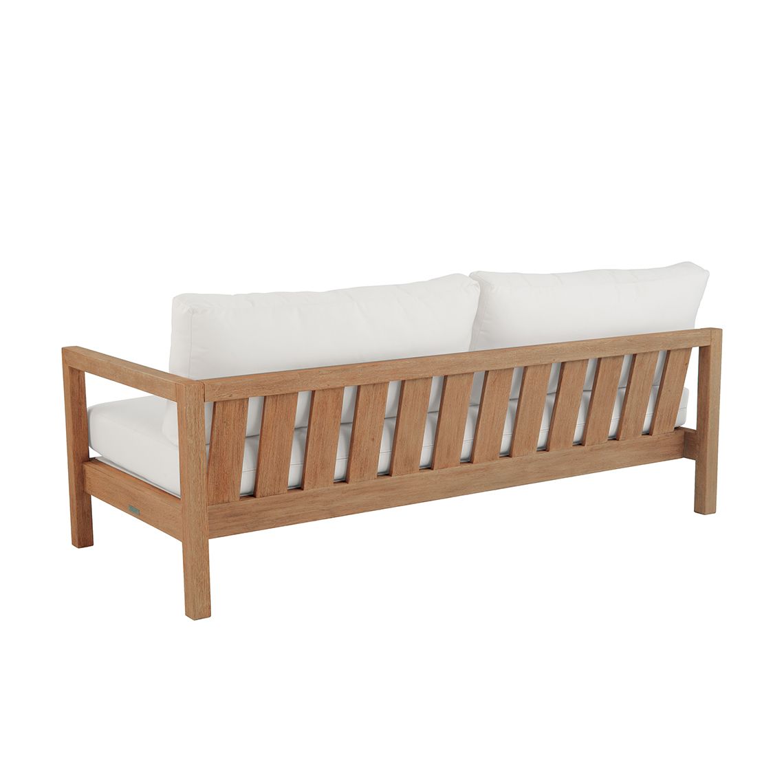 Back view of the Kingsley Bate Montauk teak sectional right arm facing sofa