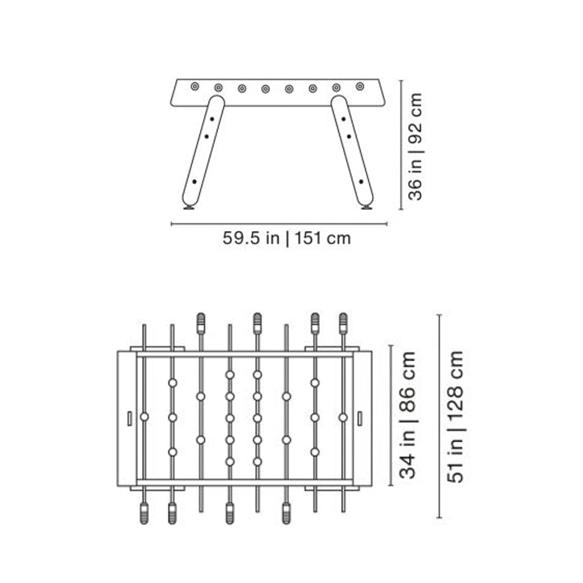 RS4 Foosball Table Dimensions
