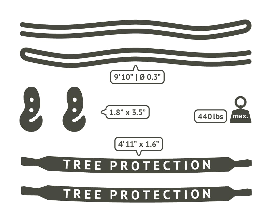 La Siesta TreeMount Black - Tree and Pole Suspension Set for Hammocks