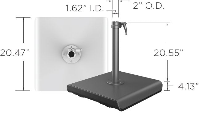 Shademaker 108 lbs Athens Cast Aluminum Square Base with Wheels