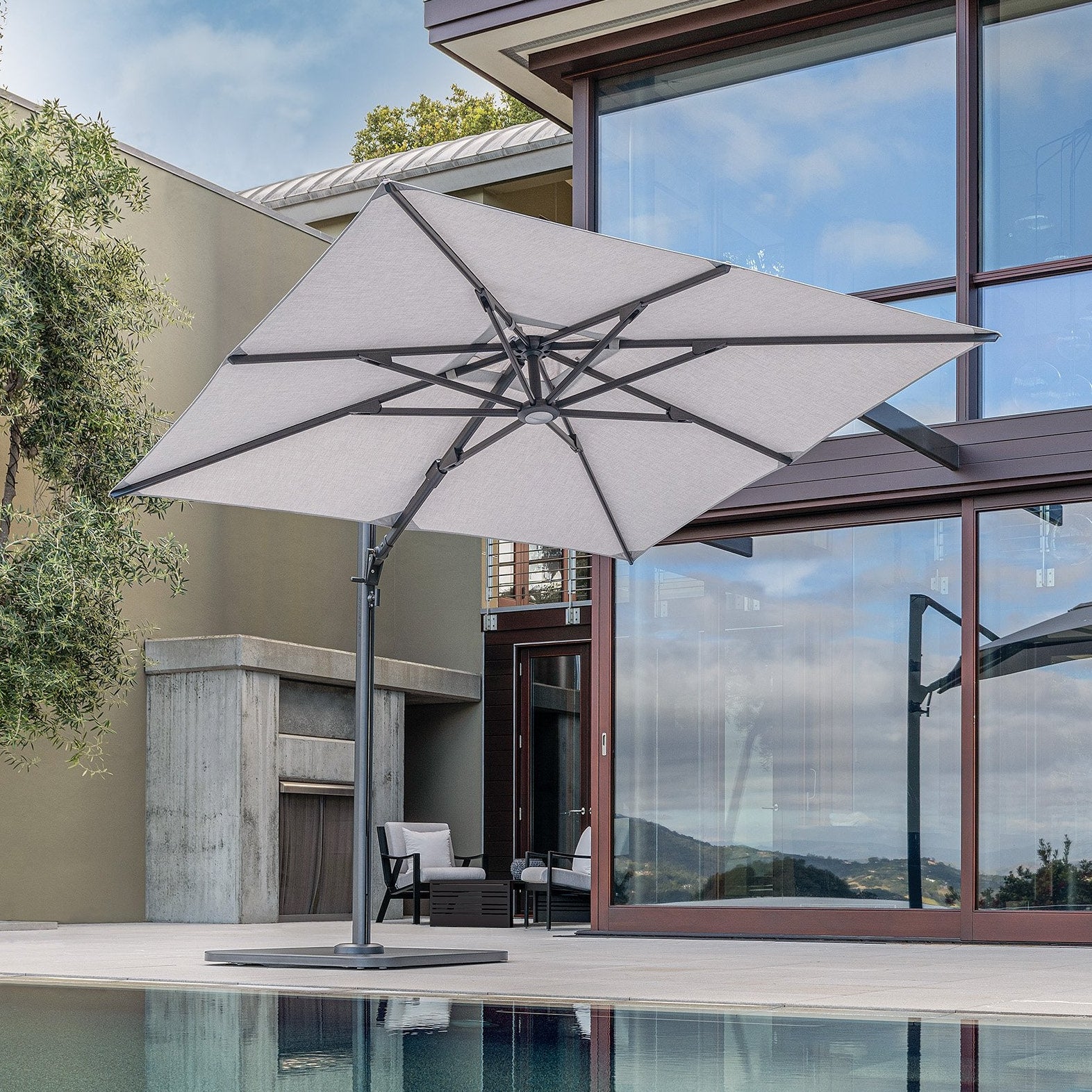 Shademaker Solaris 10' Square Sidepost Umbrella