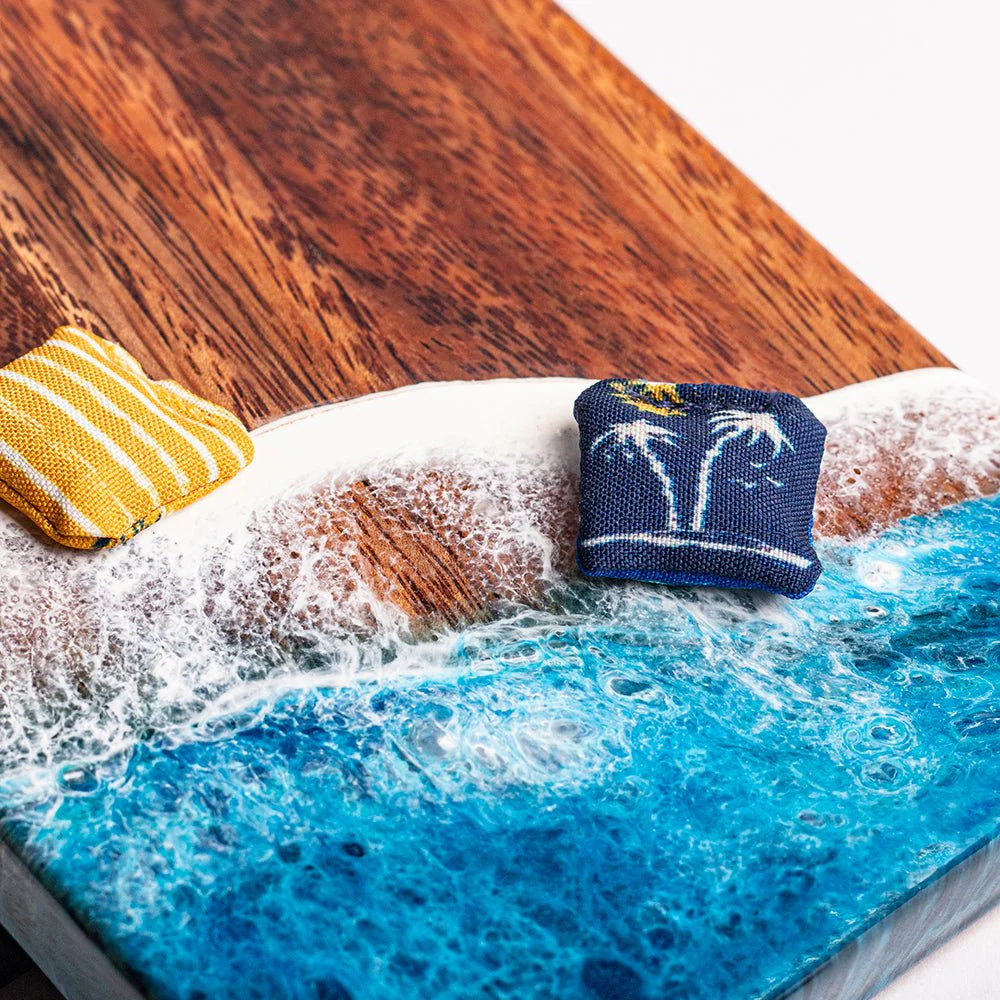 Elakai Beach Epoxy Resin Mini Tabletop Cornhole Game