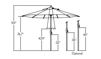 Treasure Garden 9' Octagon Auto Tilt Center Post Umbrella