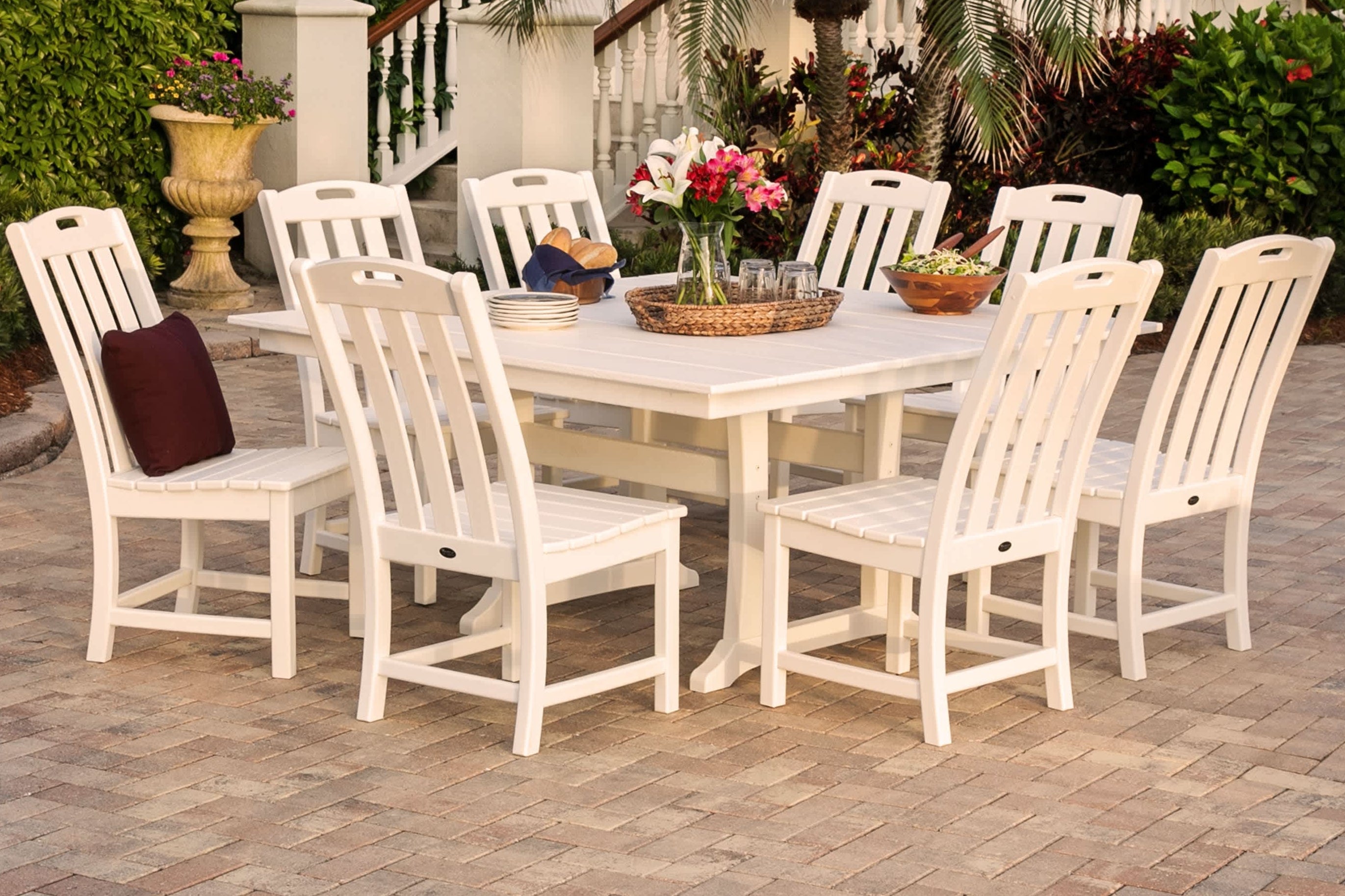 Trex® Outdoor Furniture™ Yacht Club 9-Piece Farmhouse Trestle Side Chair Dining Ensemble